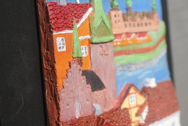 Håndmalet 3D Ler-Relief Af Helsingør