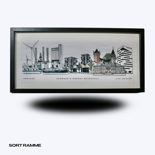 Håndtegnet 3D by-motiv Af Esbjerg