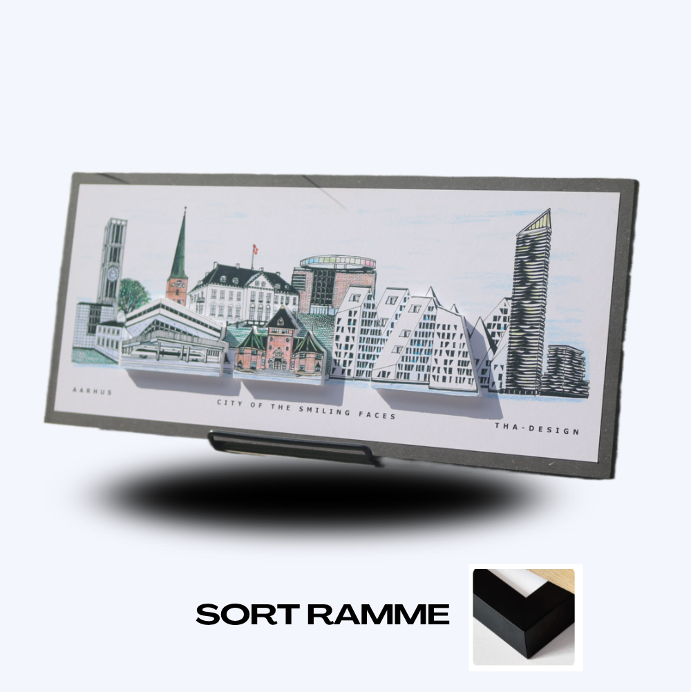 Håndtegnet 3D by-motiv Af Aarhus