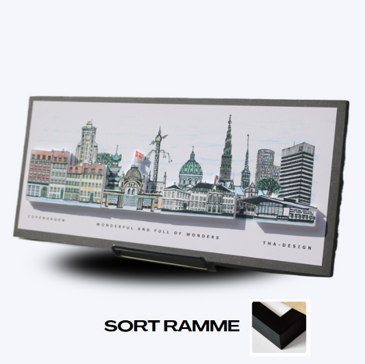Håndtegnet 3D by-motiv Af København
