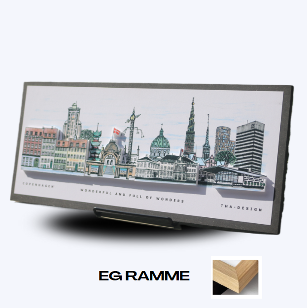 Håndtegnet 3D by-motiv Af København