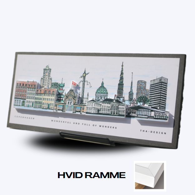 Håndtegnet 3D by-motiv Af København