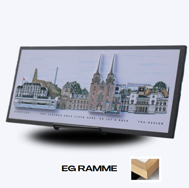 Håndtegnet 3D by-motiv Af Roskilde