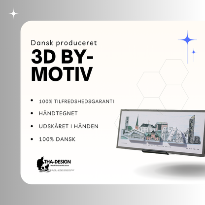 Håndtegnet 3D by-motiv Af Aarhus