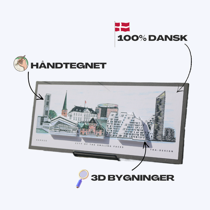 Håndtegnet 3D by-motiv Af Aarhus