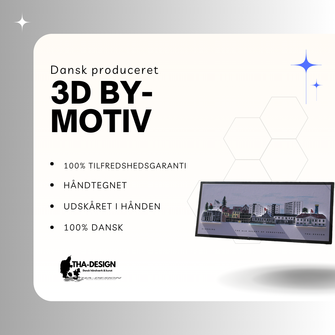 Håndtegnet 3D by-motiv Af Hjørring