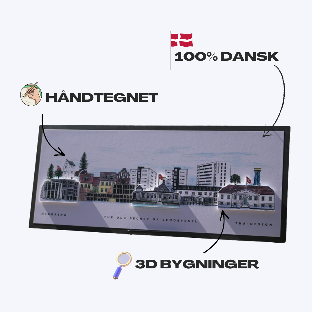 Håndtegnet 3D by-motiv Af Hjørring