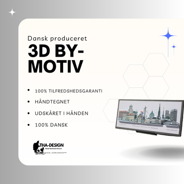 Håndtegnet 3D by-motiv Af København