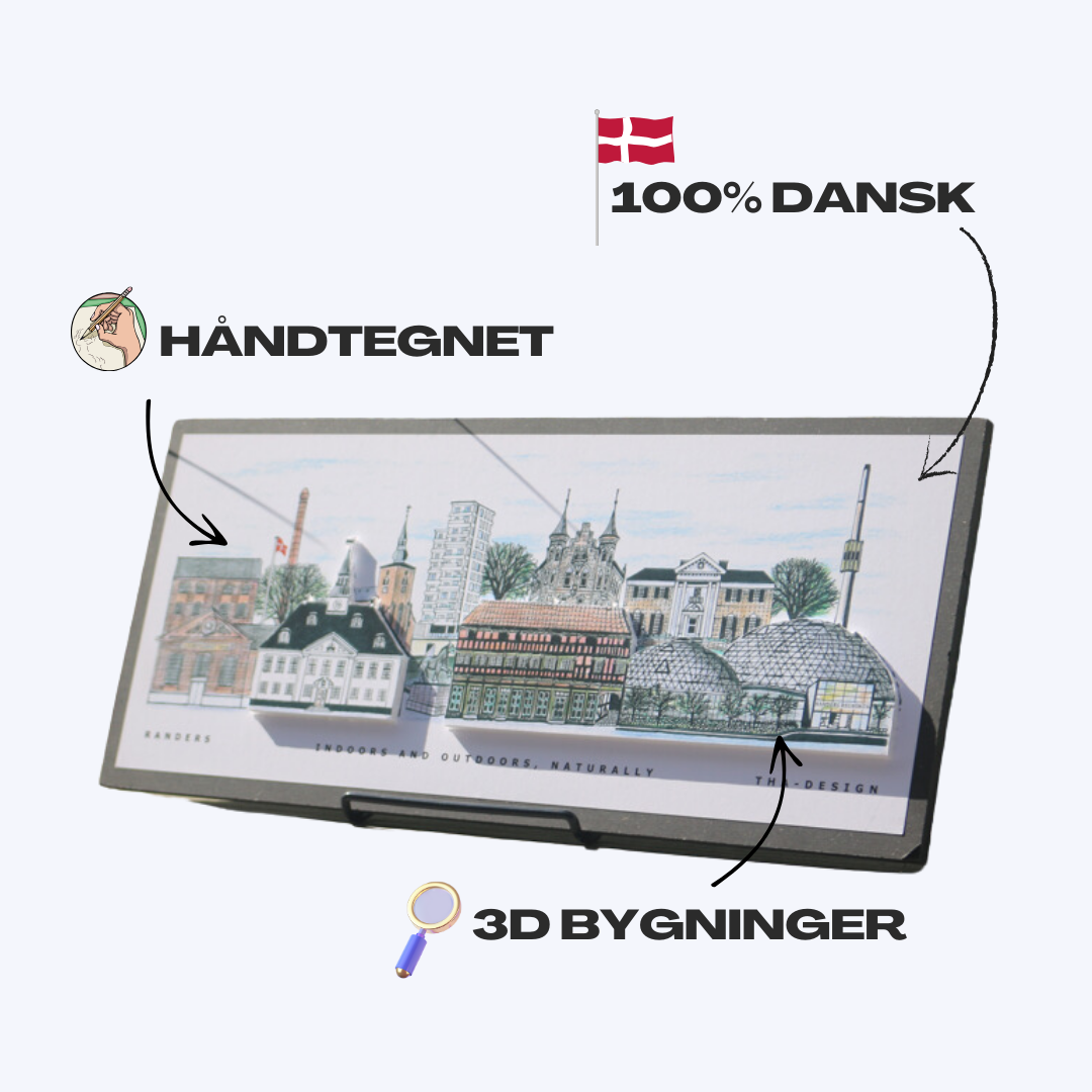 Håndtegnet 3D by-motiv Af Randers