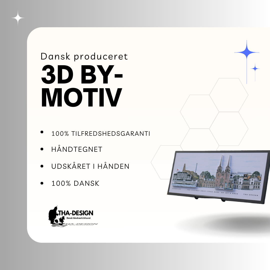 Håndtegnet 3D by-motiv Af Roskilde