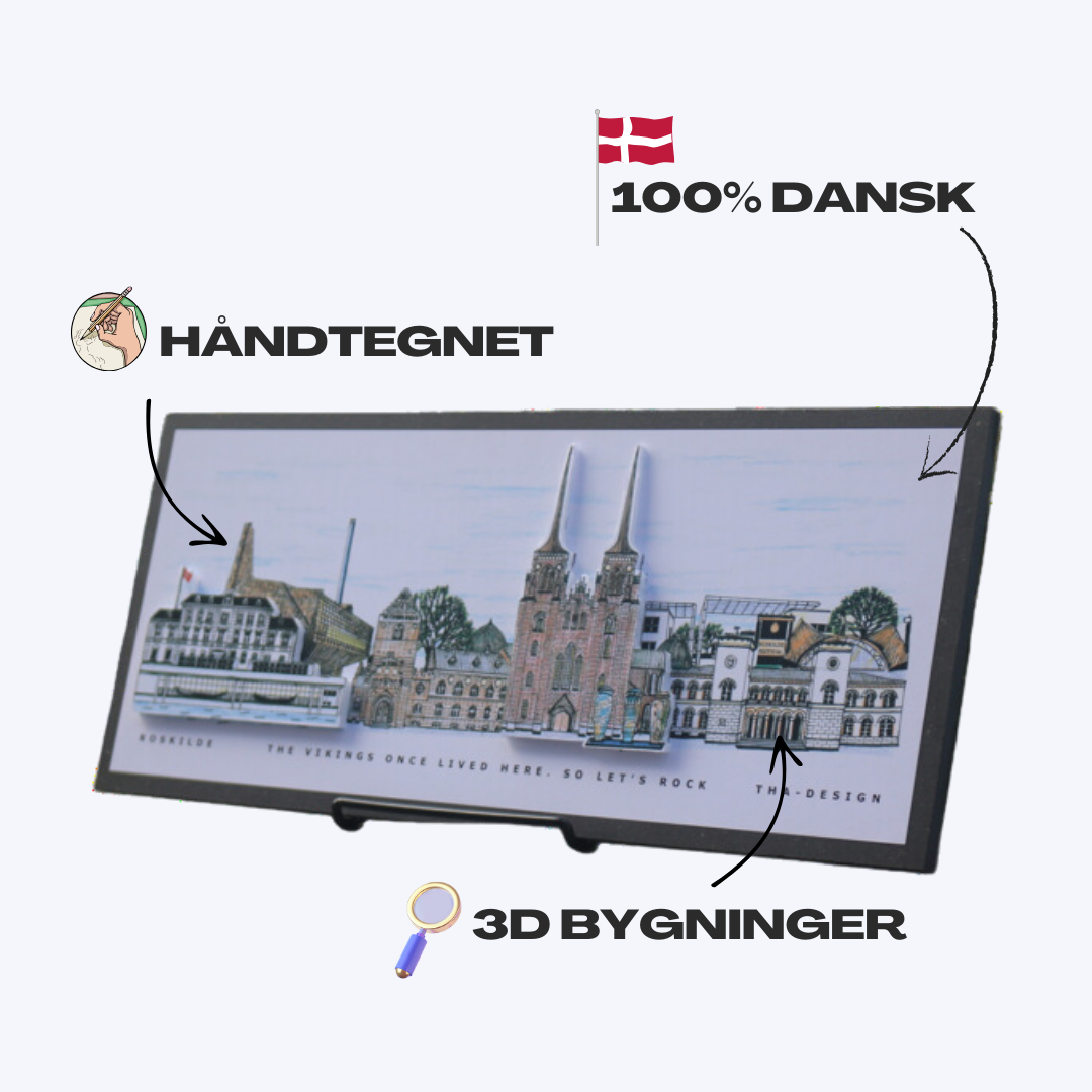 Håndtegnet 3D by-motiv Af Roskilde