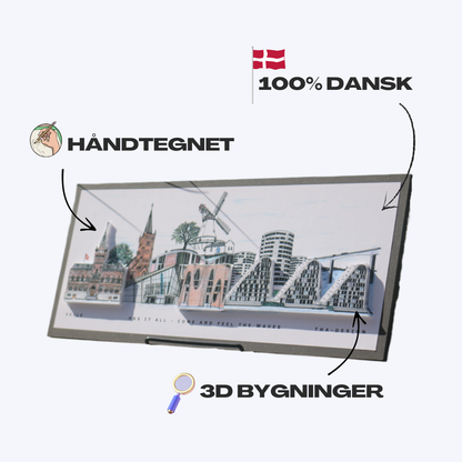 Håndtegnet 3D by-motiv Af Vejle