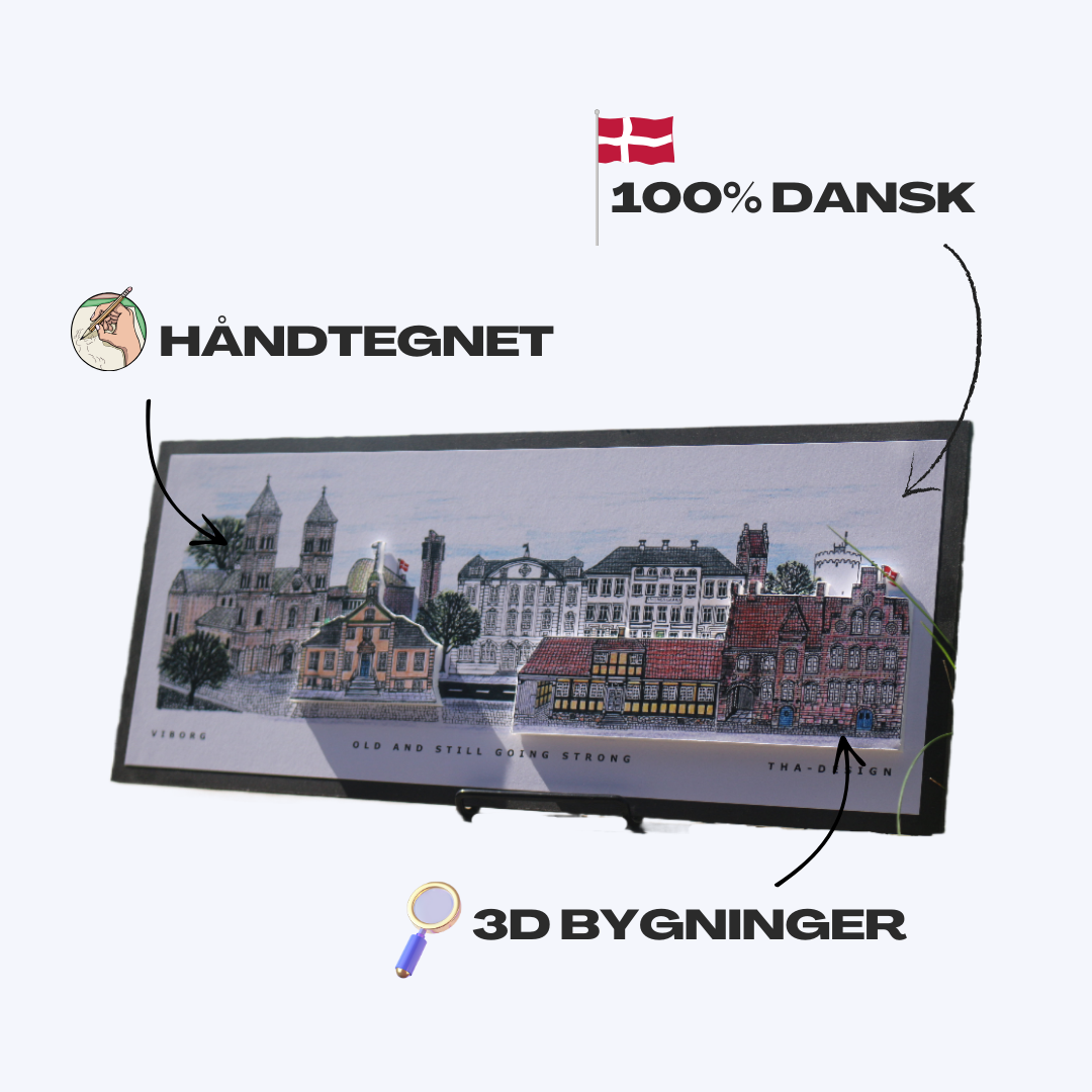 Håndtegnet 3D by-motiv Af Viborg